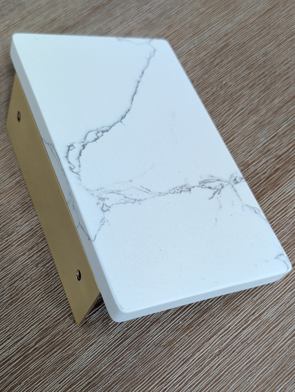 White Marble Accent Shelf with Gold Bracket